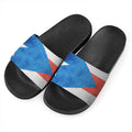 Grunge Puerto Rican Flag Print Black Slide Sandals