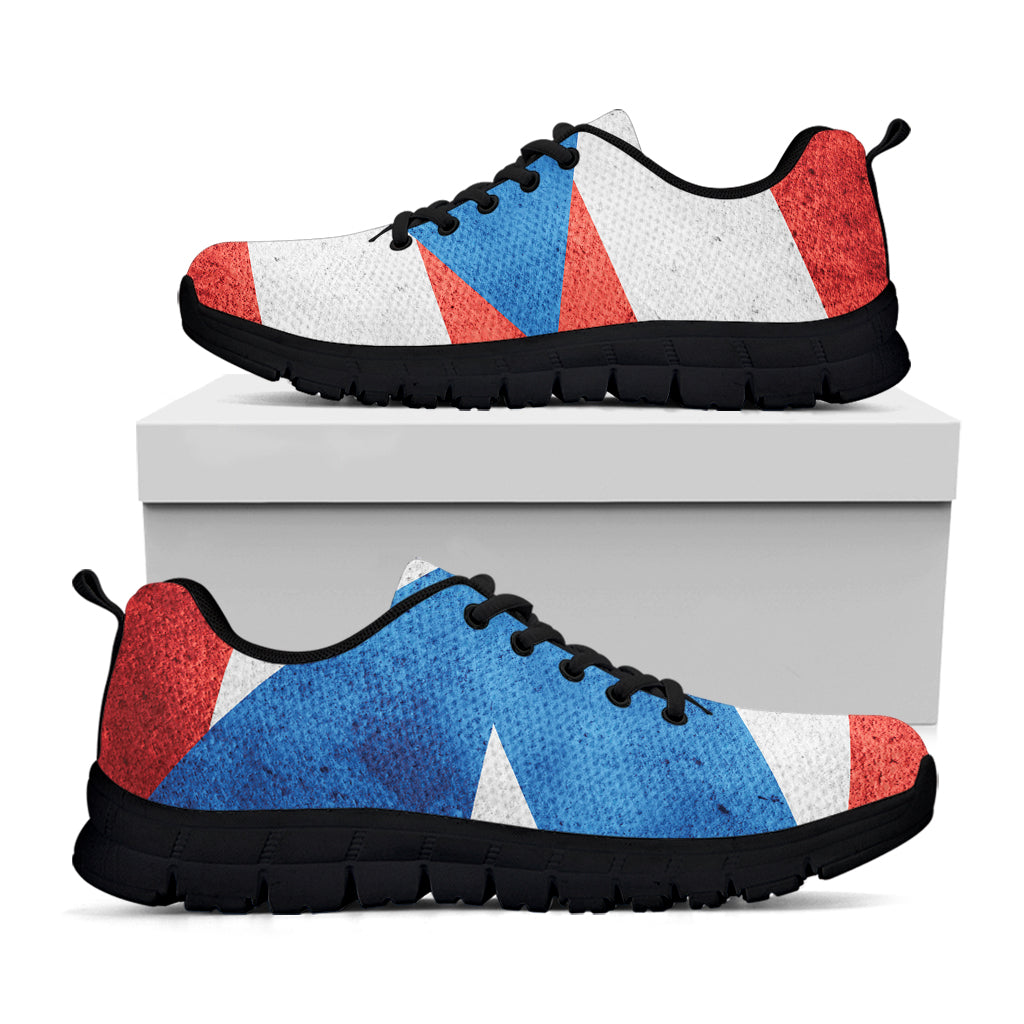 Grunge Puerto Rican Flag Print Black Sneakers