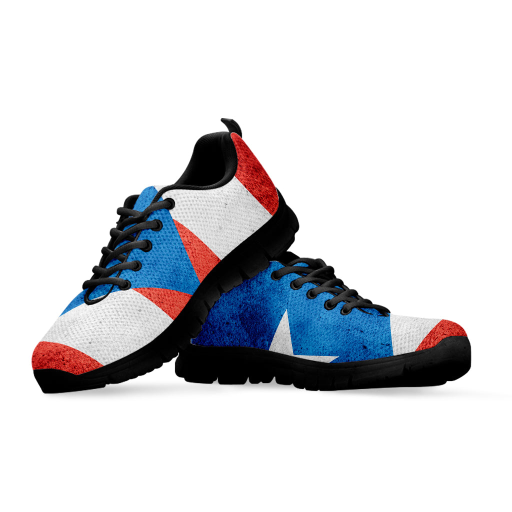 Grunge Puerto Rican Flag Print Black Sneakers