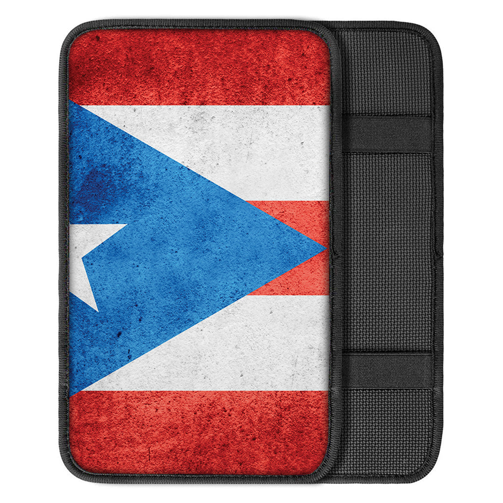Grunge Puerto Rican Flag Print Car Center Console Cover