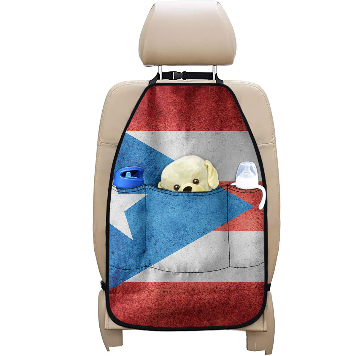 Grunge Puerto Rican Flag Print Car Seat Organizers