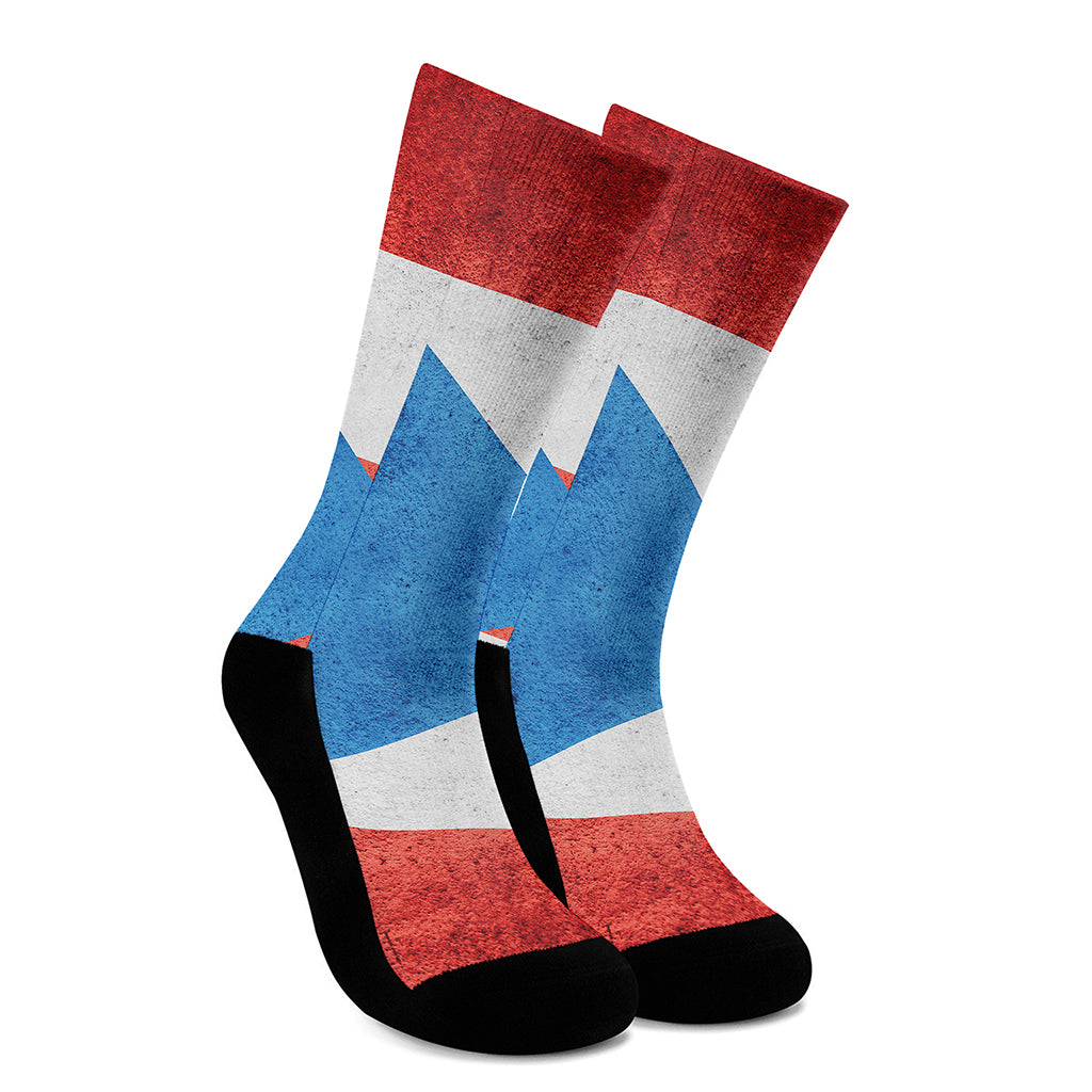 Grunge Puerto Rican Flag Print Crew Socks