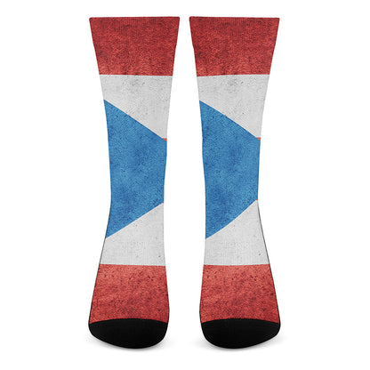 Grunge Puerto Rican Flag Print Crew Socks