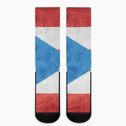 Grunge Puerto Rican Flag Print Crew Socks
