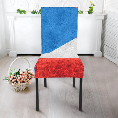 Grunge Puerto Rican Flag Print Dining Chair Slipcover