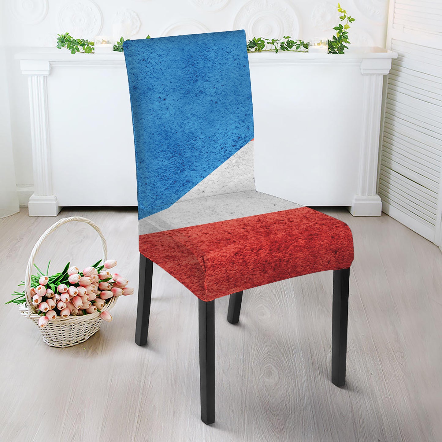 Grunge Puerto Rican Flag Print Dining Chair Slipcover