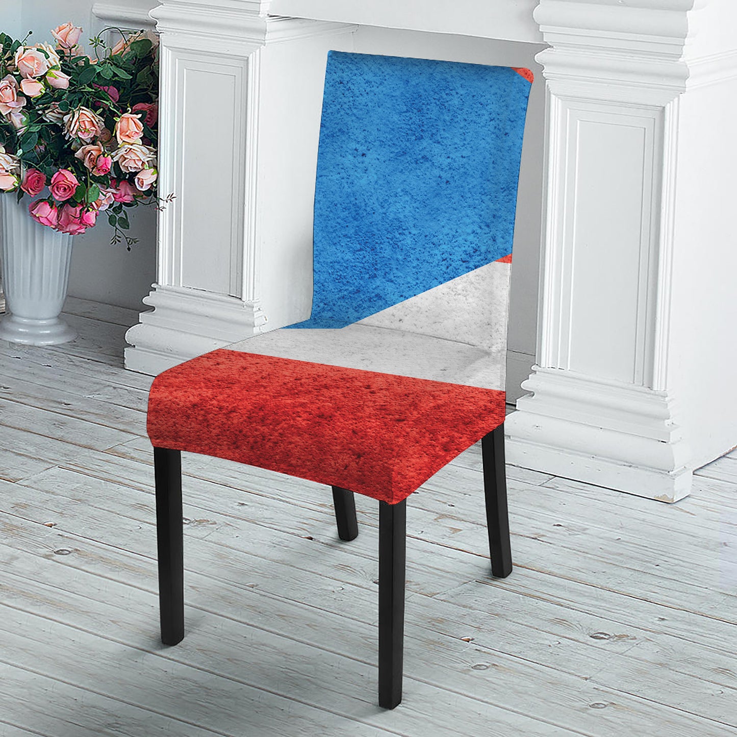 Grunge Puerto Rican Flag Print Dining Chair Slipcover