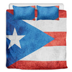 Grunge Puerto Rican Flag Print Duvet Cover Bedding Set