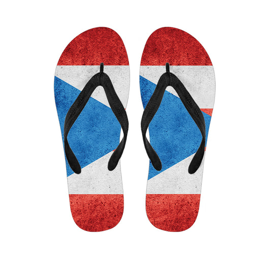 Grunge Puerto Rican Flag Print Flip Flops