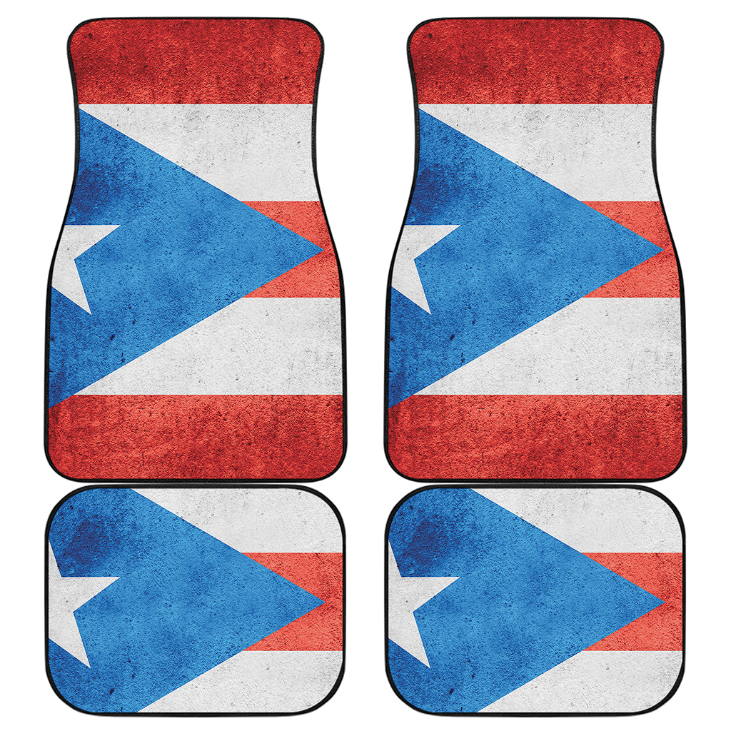 Grunge Puerto Rican Flag Print Front and Back Car Floor Mats