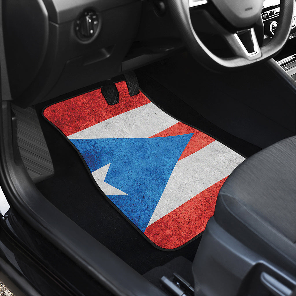 Grunge Puerto Rican Flag Print Front and Back Car Floor Mats