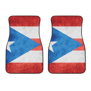 Grunge Puerto Rican Flag Print Front Car Floor Mats