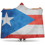 Grunge Puerto Rican Flag Print Hooded Blanket