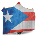 Grunge Puerto Rican Flag Print Hooded Blanket
