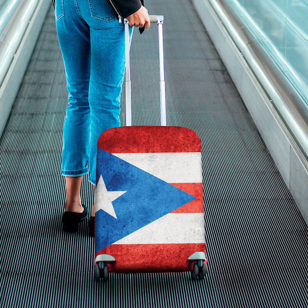 Grunge Puerto Rican Flag Print Luggage Cover