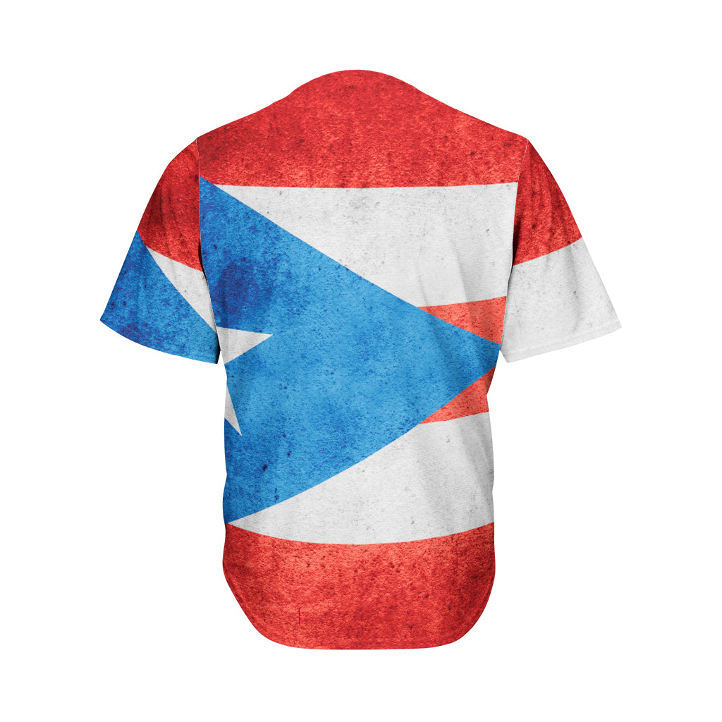 Grunge Puerto Rican Flag Print Men's Baseball Jersey