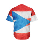 Grunge Puerto Rican Flag Print Men's Baseball Jersey