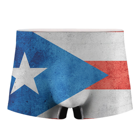 Grunge Puerto Rican Flag Print Men's Boxer Briefs