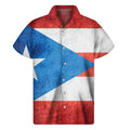 Grunge Puerto Rican Flag Print Men's Short Sleeve Shirt