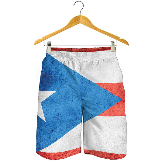 Grunge Puerto Rican Flag Print Men's Shorts