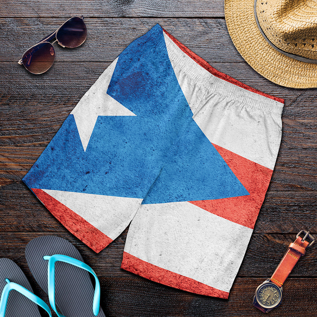 Grunge Puerto Rican Flag Print Men's Shorts