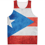 Grunge Puerto Rican Flag Print Men's Tank Top