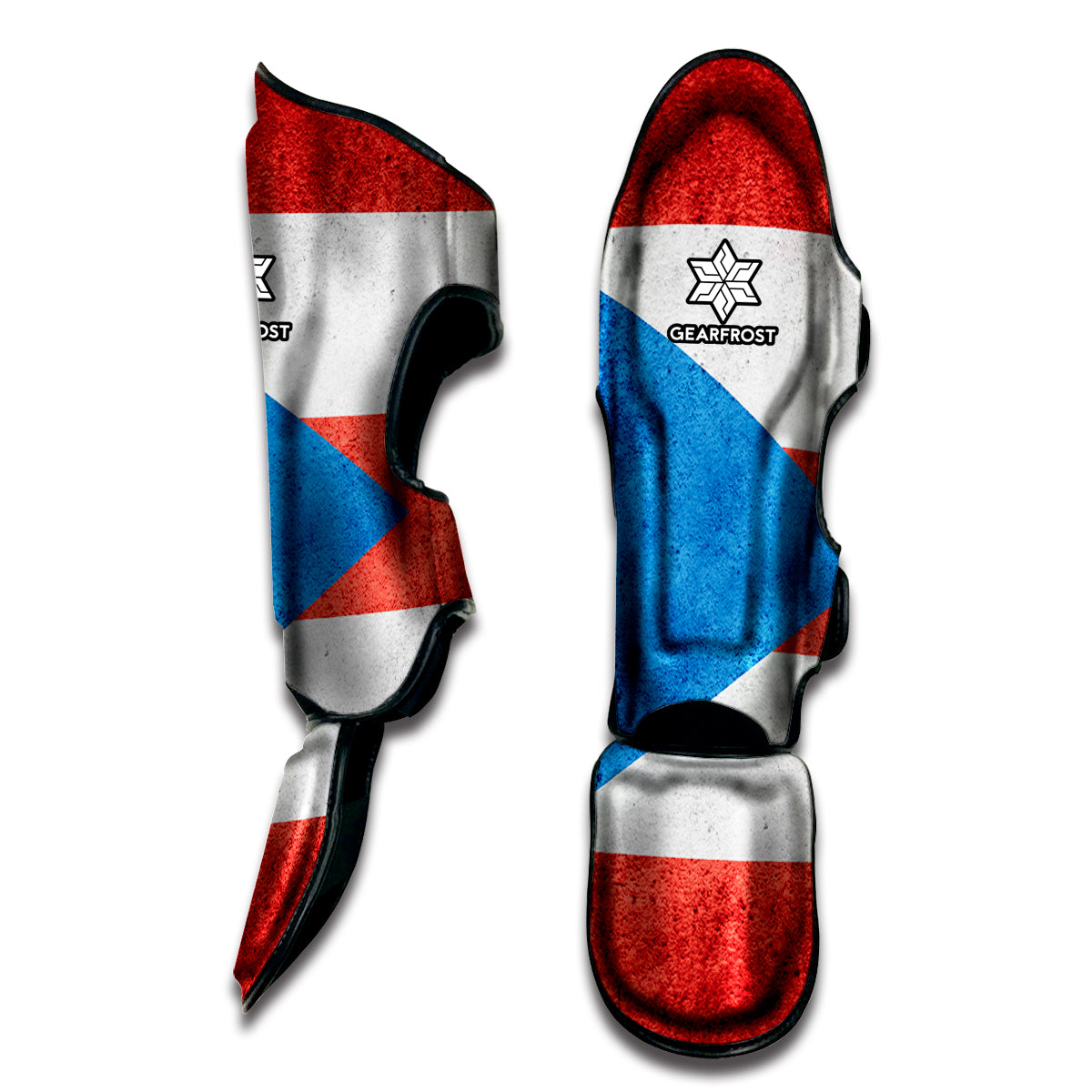 Grunge Puerto Rican Flag Print Muay Thai Shin Guard