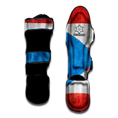 Grunge Puerto Rican Flag Print Muay Thai Shin Guard