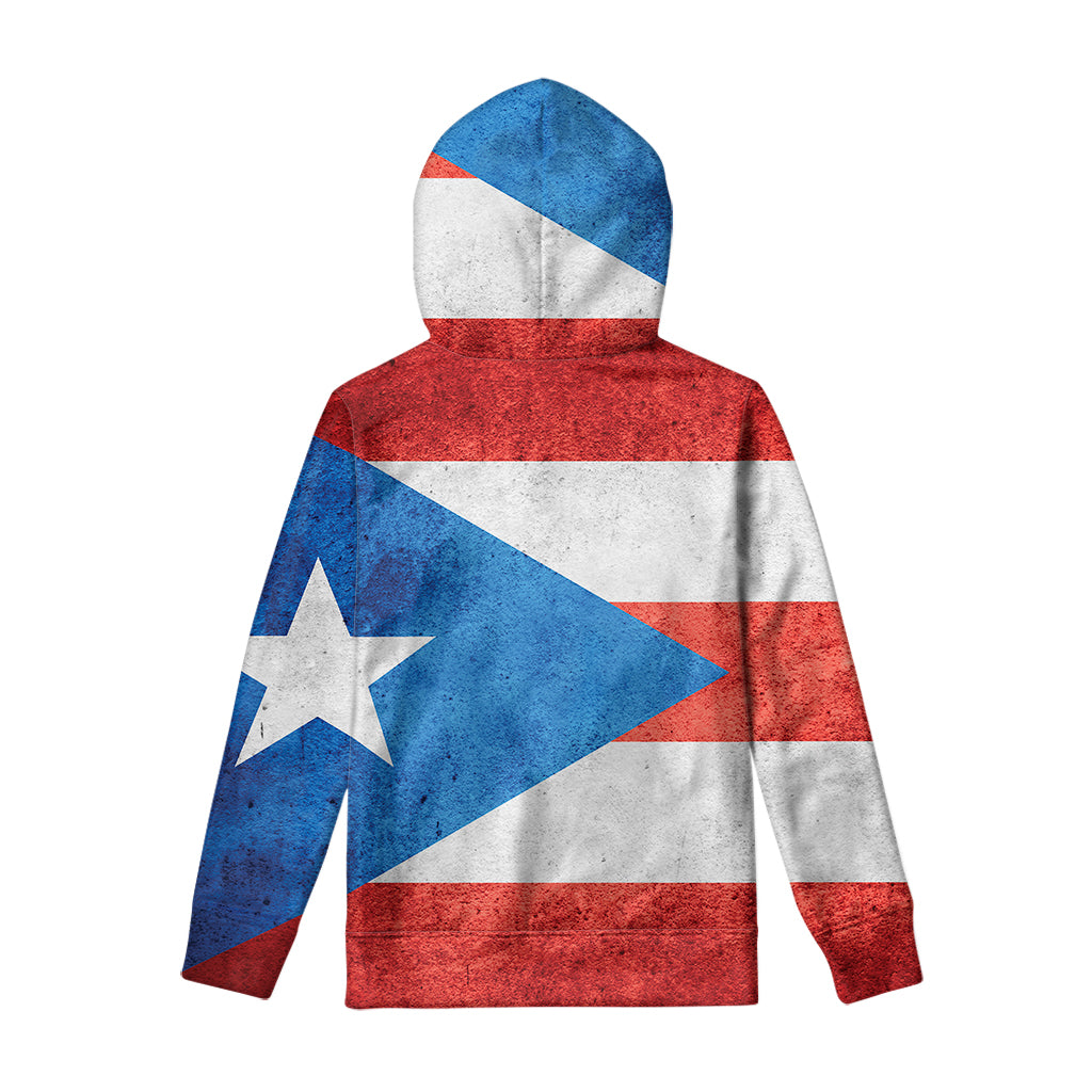 Grunge Puerto Rican Flag Print Pullover Hoodie