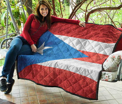 Grunge Puerto Rican Flag Print Quilt