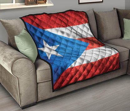 Grunge Puerto Rican Flag Print Quilt