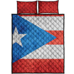 Grunge Puerto Rican Flag Print Quilt Bed Set