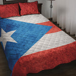 Grunge Puerto Rican Flag Print Quilt Bed Set