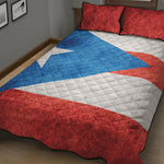 Grunge Puerto Rican Flag Print Quilt Bed Set