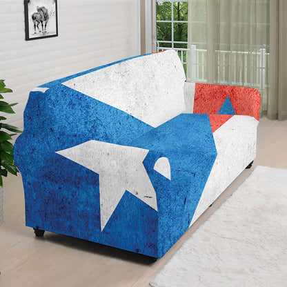 Grunge Puerto Rican Flag Print Sofa Cover