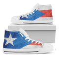 Grunge Puerto Rican Flag Print White High Top Sneakers