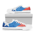 Grunge Puerto Rican Flag Print White Low Top Sneakers