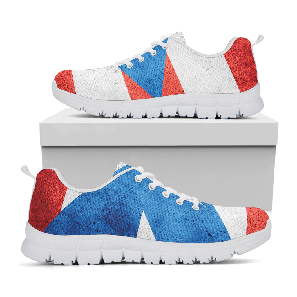 Grunge Puerto Rican Flag Print White Sneakers