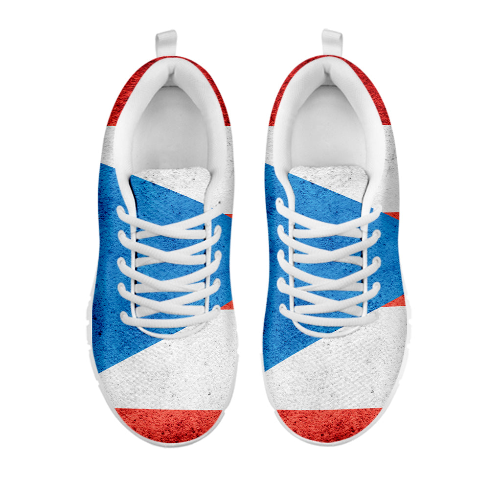 Grunge Puerto Rican Flag Print White Sneakers
