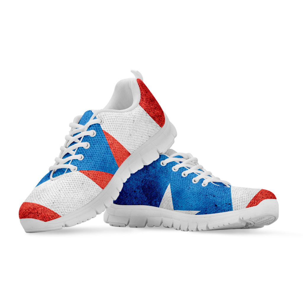 Grunge Puerto Rican Flag Print White Sneakers