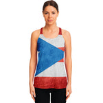 Grunge Puerto Rican Flag Print Women's Racerback Tank Top