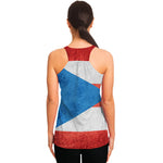 Grunge Puerto Rican Flag Print Women's Racerback Tank Top