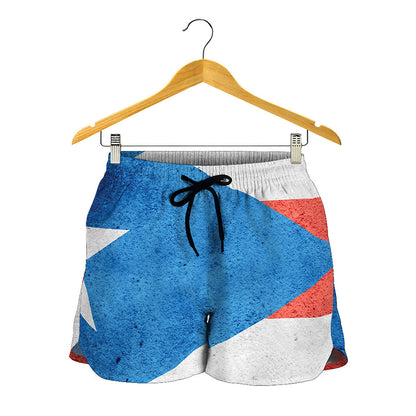 Grunge Puerto Rican Flag Print Women's Shorts