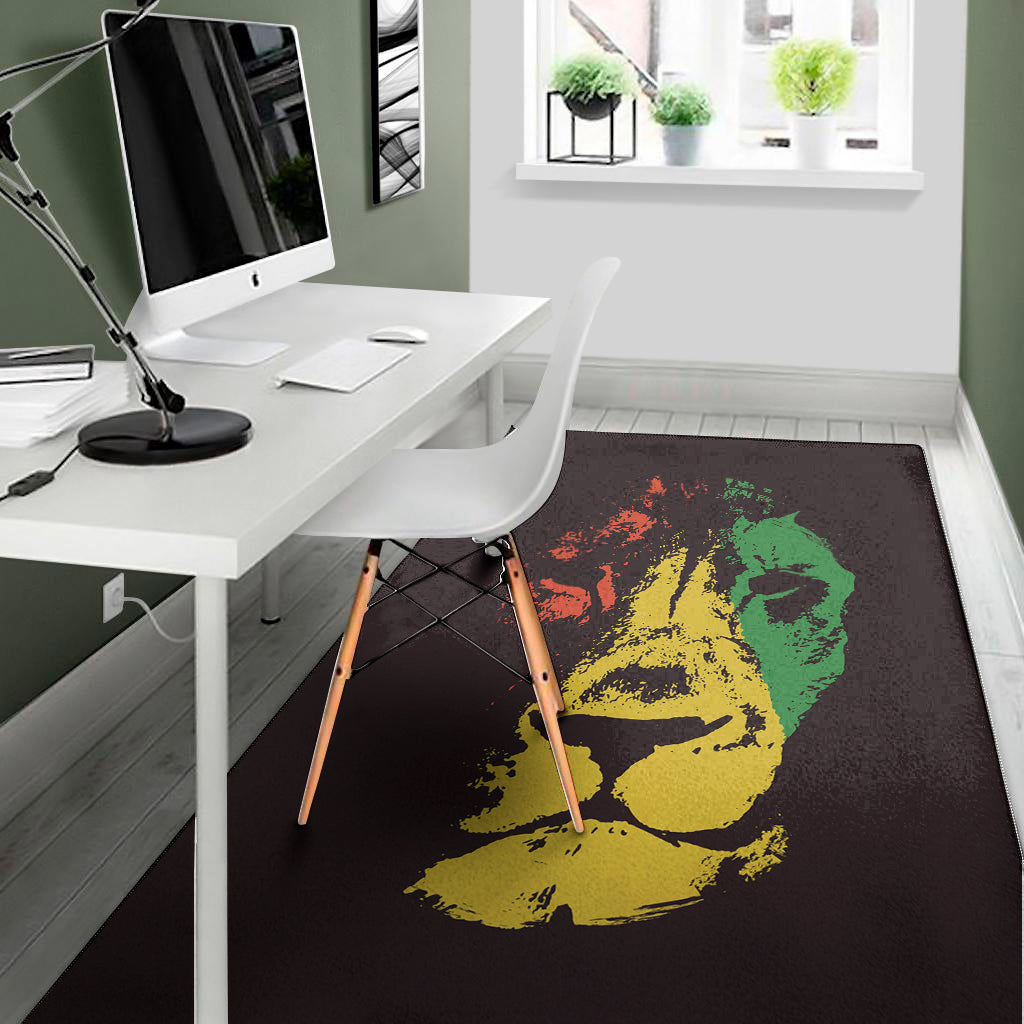 Grunge Rasta Lion Print Area Rug