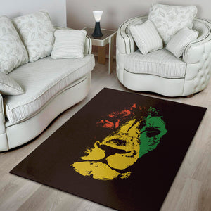 Grunge Rasta Lion Print Area Rug