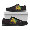 Grunge Rasta Lion Print Black Low Top Sneakers
