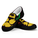 Grunge Rasta Lion Print Black Slip On Shoes