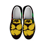 Grunge Rasta Lion Print Black Slip On Shoes