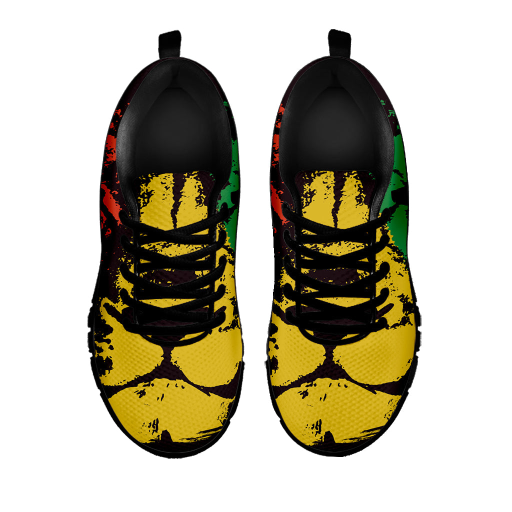 Grunge Rasta Lion Print Black Sneakers