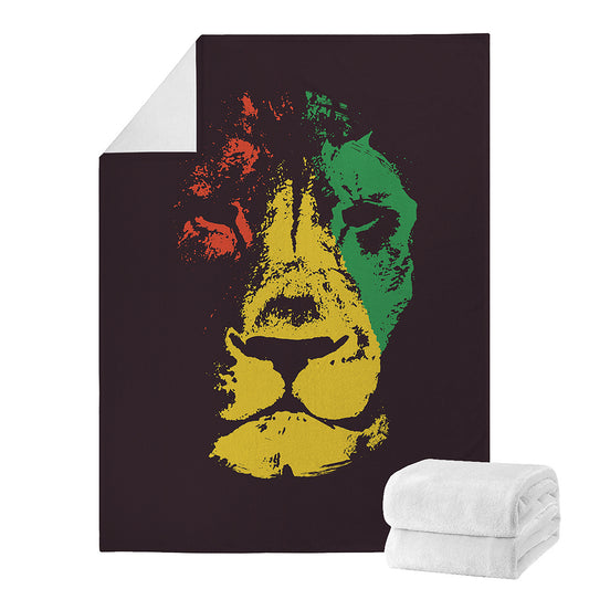 Grunge Rasta Lion Print Blanket